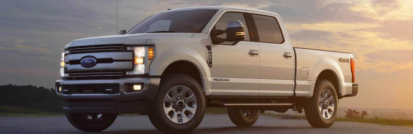 2018 Ford F-450 in white at sunset