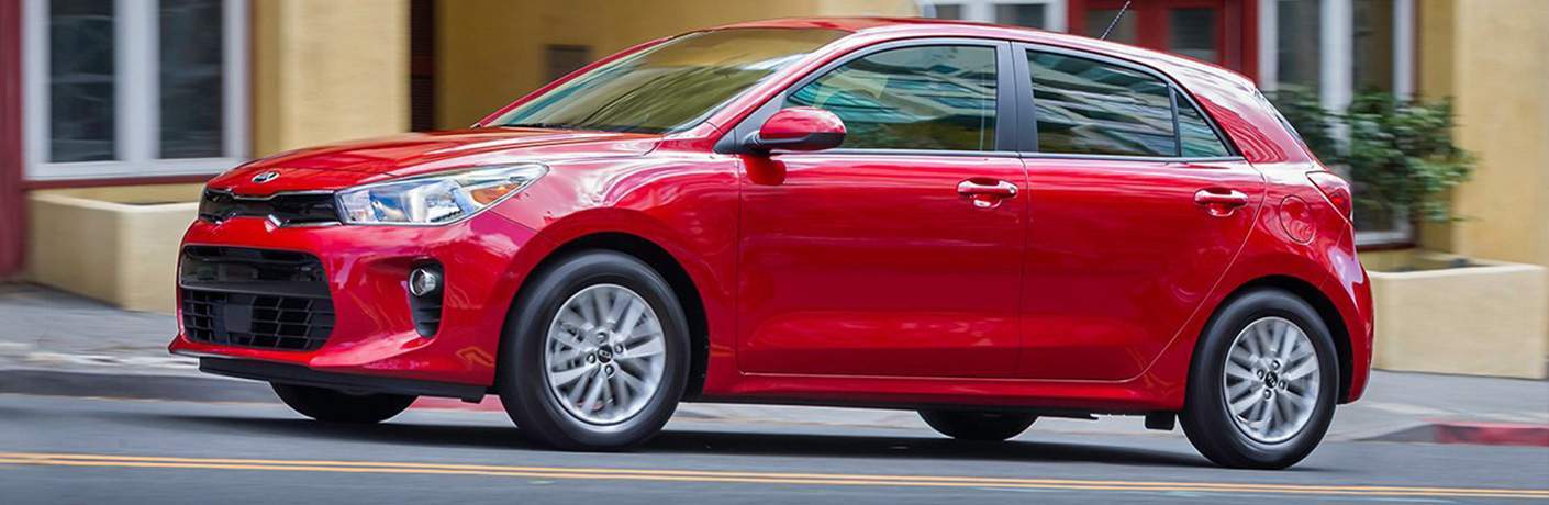 2018 Kia Rio5 exterior in red side profile