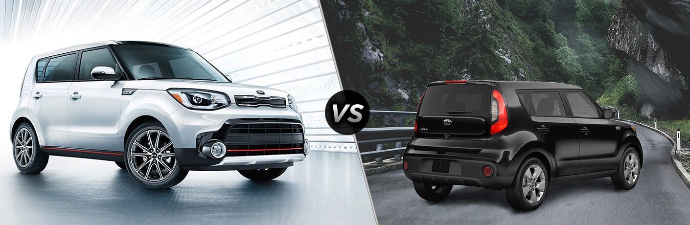 Split screen images of the 2018 Kia Soul and the 2017 Kia Soul
