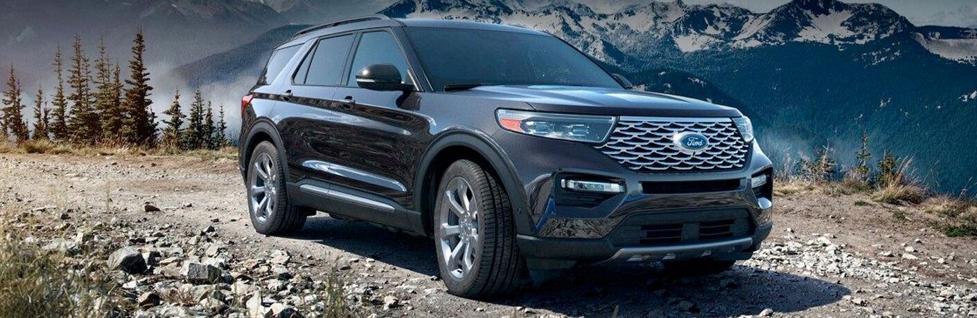 2020 Ford Explorer on a gravel road in the mountains