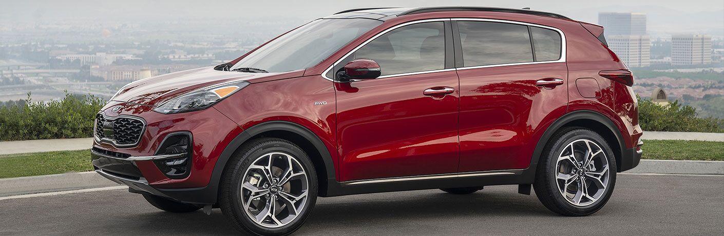 2020 Kia Sportage exterior in red side profile