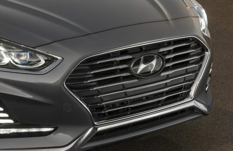 close up of a Hyundai grille and logo