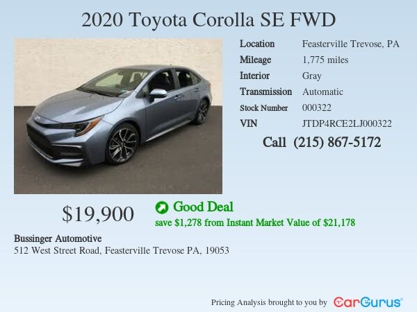 2020 Toyota Corolla SE 2020 Toyota Corolla SE