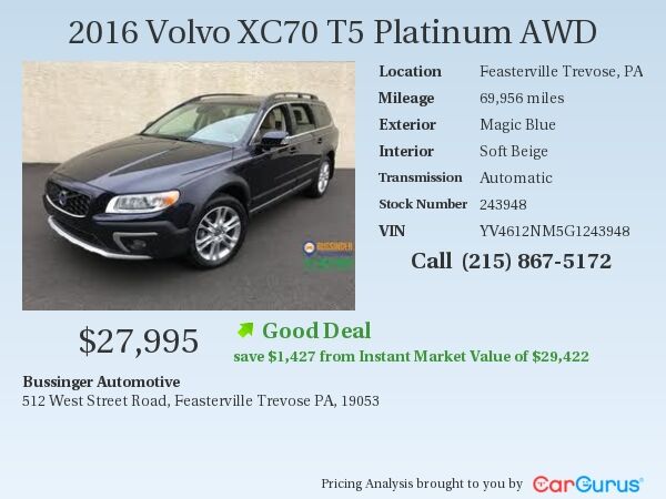 2016 Volvo XC70 T5 Platinum 2016 Volvo XC70 T5 Platinum