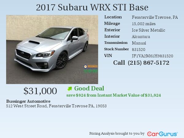 2017 Subaru WRX STI - All Wheel Drive 2017 Subaru WRX STI - All Wheel Drive