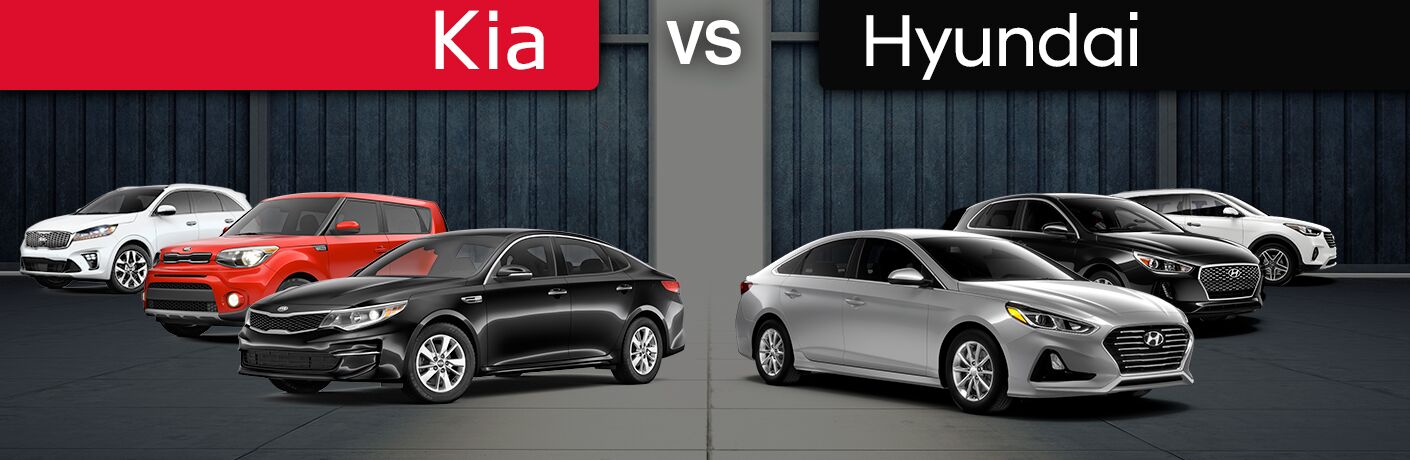 2017 Kia Sorento, Soul, and Optima vs 2017 Hyundai Sonata, Santa Fe, and Elantra GT in a warehouse