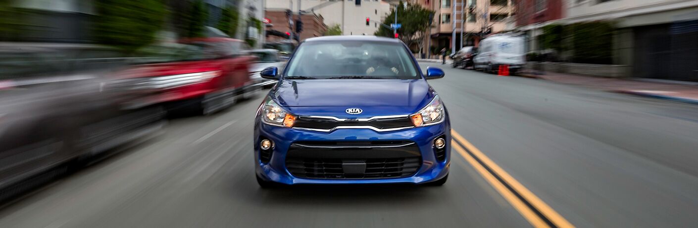 2018 Kia Rio driving towards camera