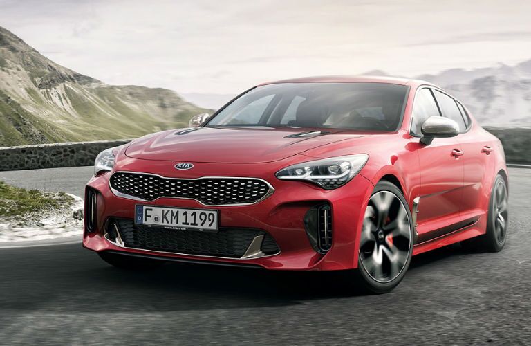 2018 Kia Stinger with mountains in the background