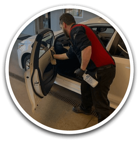 Employee Sanitizing Vehicle