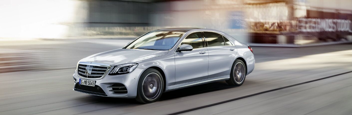 Front view of silver 2018 Mercedes-Benz S-Class