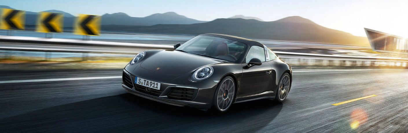2019 Porsche 911 Targa 4 driving on a ramp