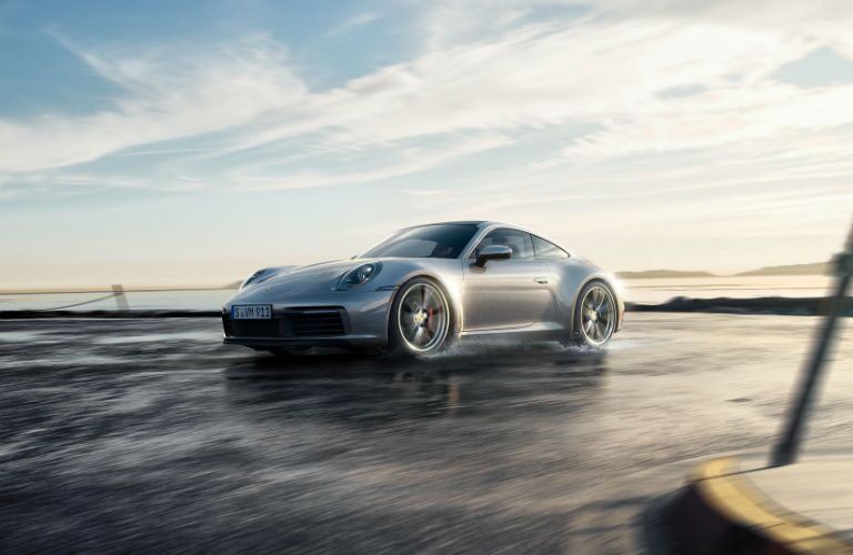 2019 Porsche 911 Carrera skidding on water