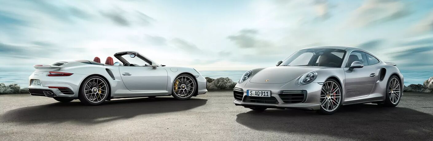 2020 Porsche 911 Turbo two model one rear facing one front facing