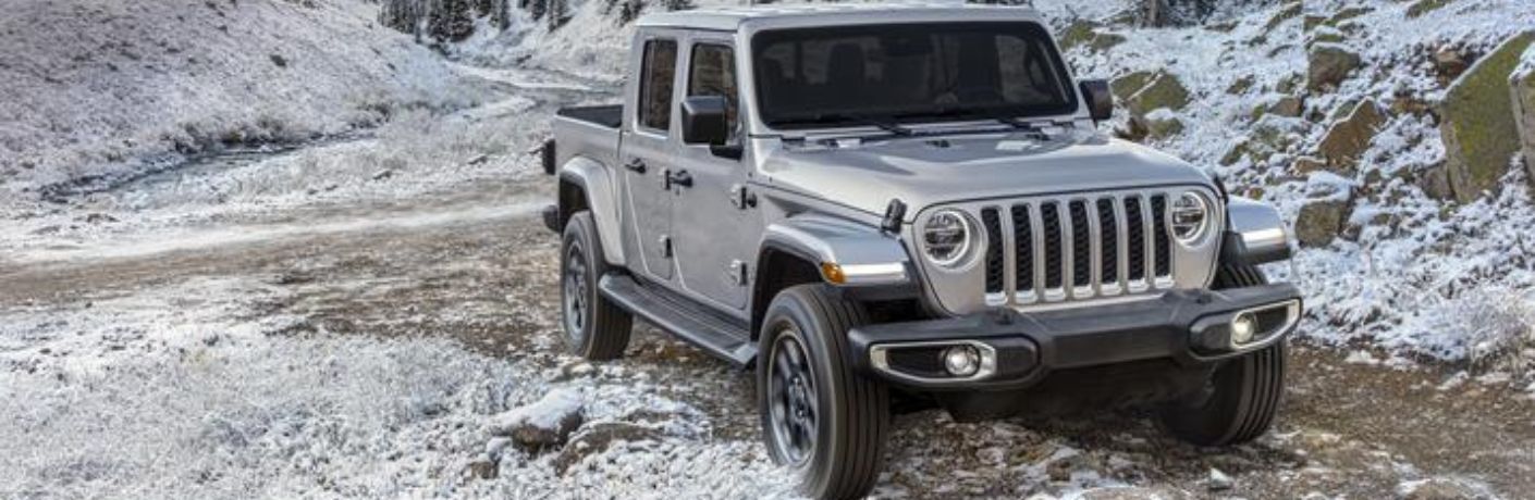 A 2020 Jeep Gladiator on a snowy terrain