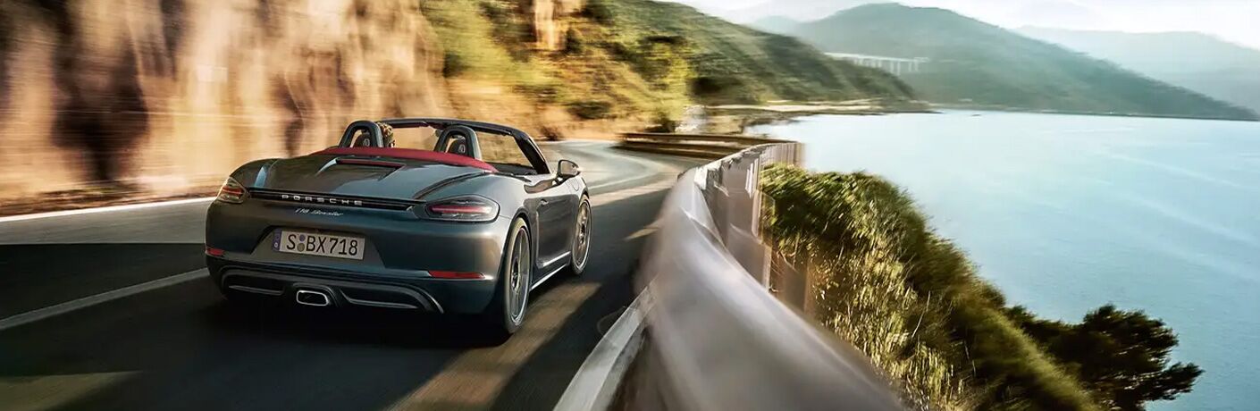2021 Porsche 718 Boxster driving away