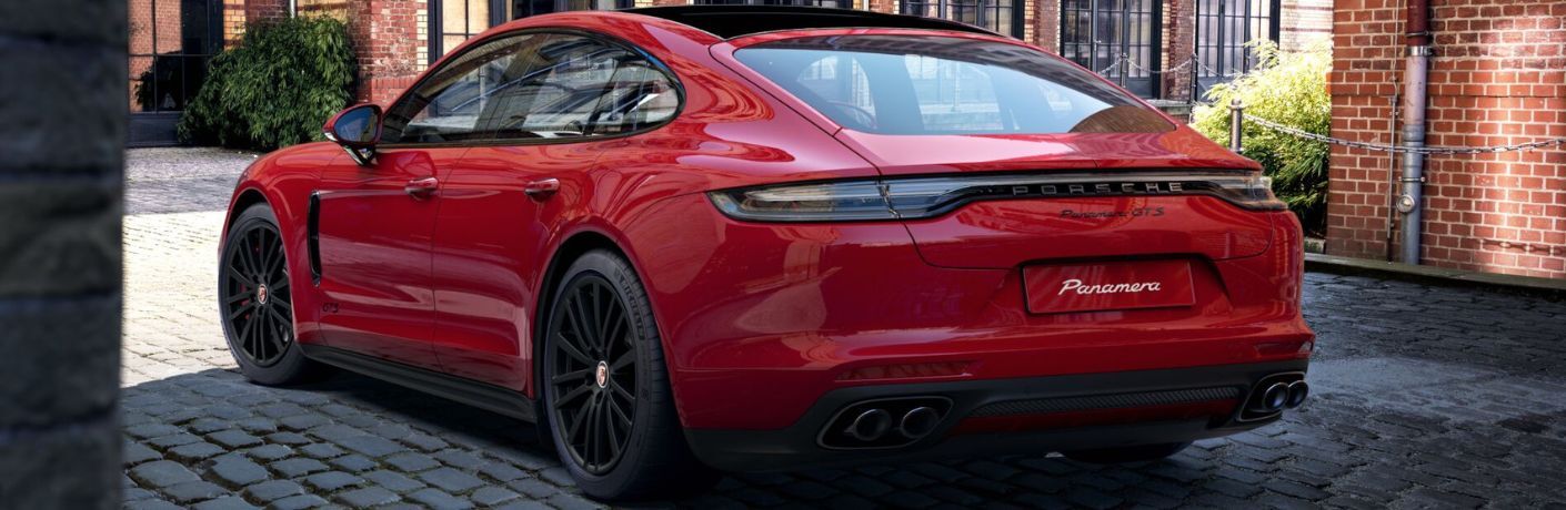 Rear view of the 2023 Porsche Panamera GTS parked on a pavement