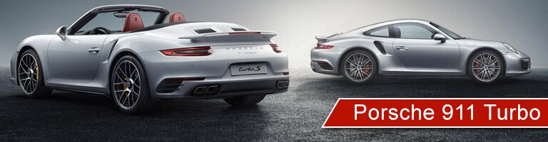 two 2019 Porsche 911 Turbos with banner in bottom right corner
