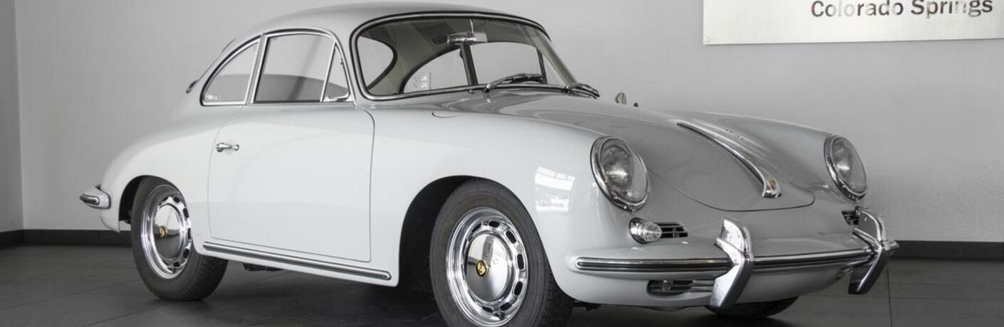 Grey 1964 Porsche 356 C Front and Side Exterior in Porsche of Colorado Springs Showroom