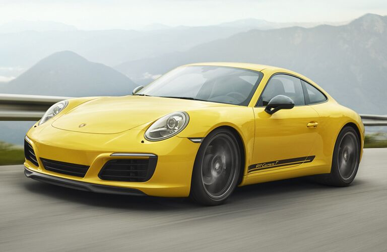 Yellow 2019 Porsche 911 Carrera on a Highway