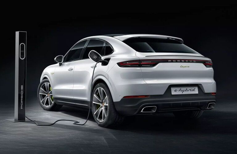 White 2020 Porsche Cayenne Coupe charging