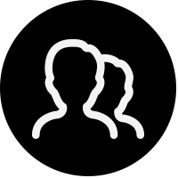 White person icons in black circle