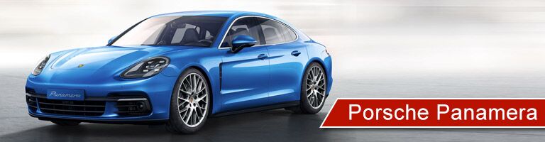 blue 2019 Porsche Panamera with banner in bottom right corner