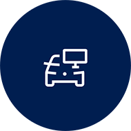 A graphic icon shows a car and a digital screen near the windshield