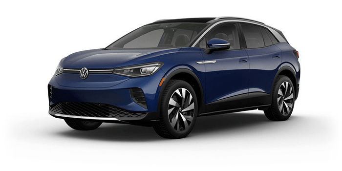 Exterior view of the ID.4 in Dusk Blue Metallic