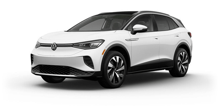 Exterior view of the ID.4 in Glacier White Metallic