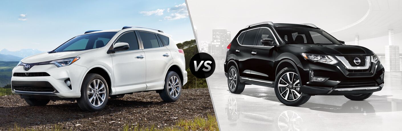 2018 Toyota Rav4 Exterior front fascia and drivers side vs 2018 Nissan Rogue exterior front fascia and passenger side