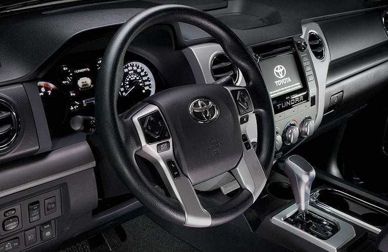 2018 Toyota Tundra steering wheel and dash.