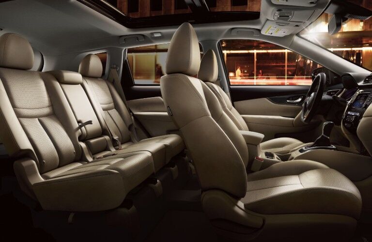 Passenger angle of the seats inside the 2020 Nissan Rogue