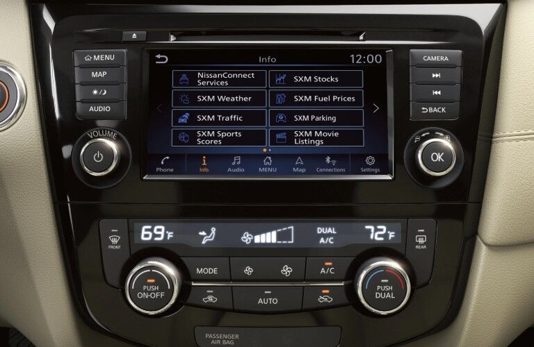 Close up of the touchscreen display inside the 2020 Nissan Rogue
