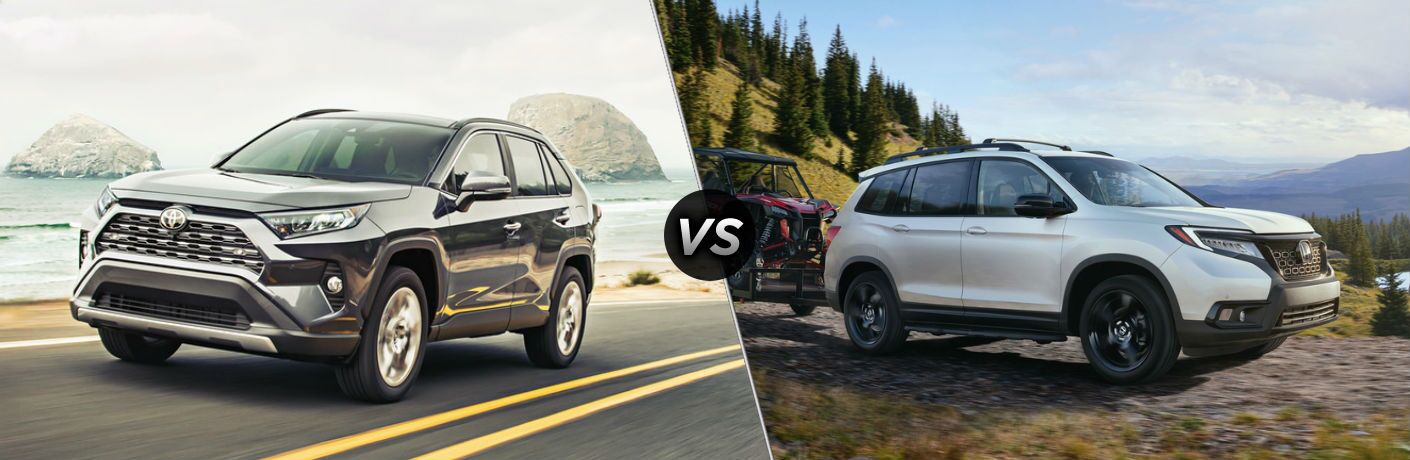 2019 Toyota RAV4 set against 2019 Honda Passport