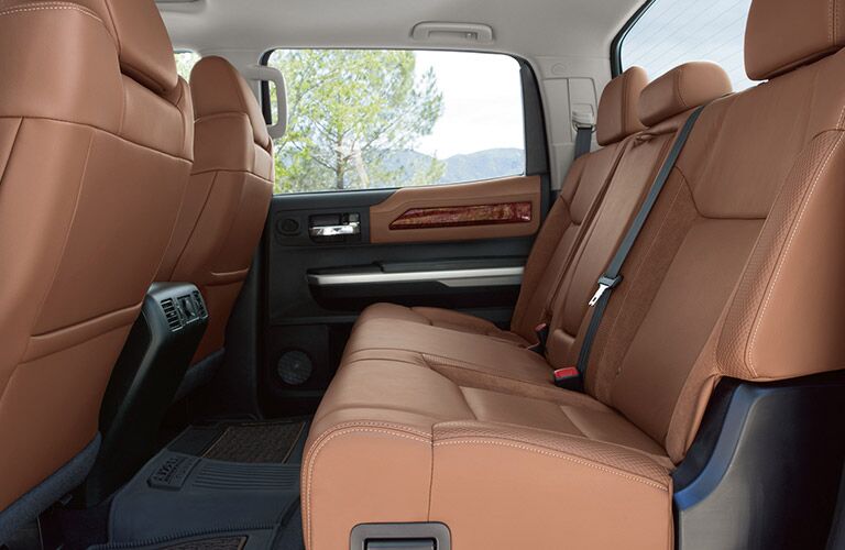 Brown rear seats in a 2019 Toyota Tundra