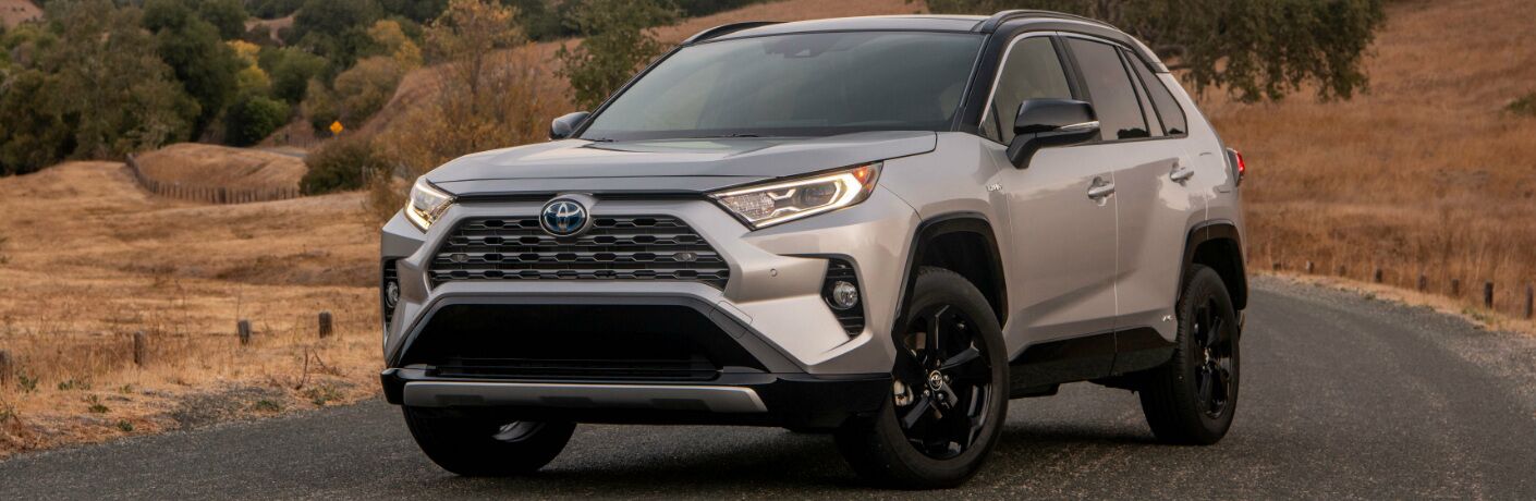 Front view of silver 2019 Toyota RAV4 Hybrid
