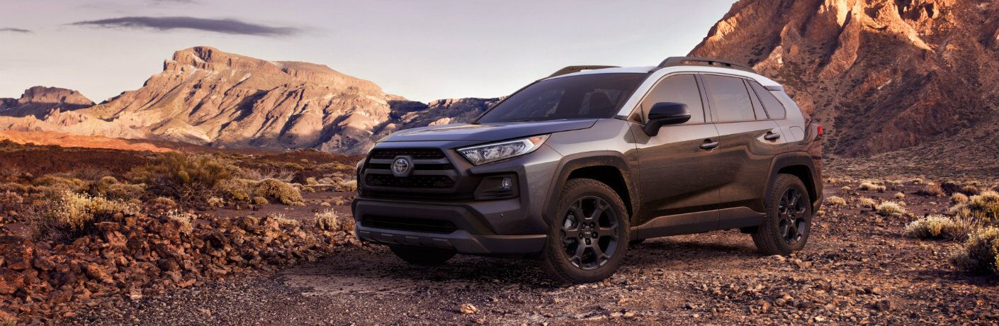 gray 2020 Toyota RAV4 TRD Off-Road parked in front of mountains
