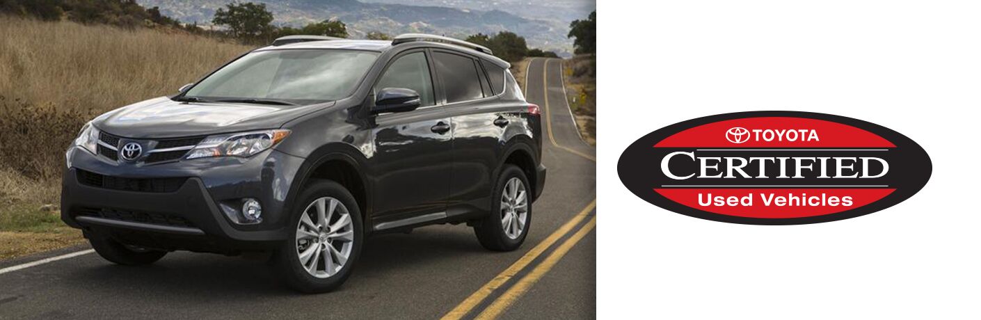used grey Toyota RAV4 with Toyota Certified Used Vehicles logo