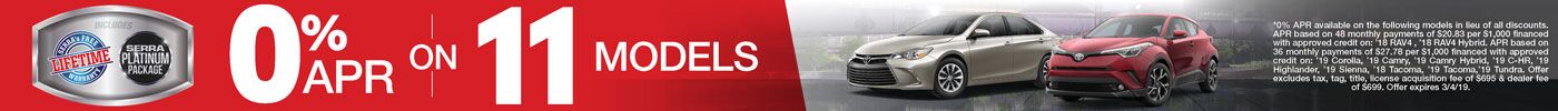 0% APR on 11 Models 0% APR on 11 Models