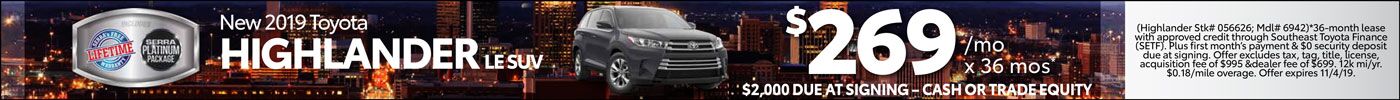 October 2019 Toyota Highlander October 2019 Toyota Highlander