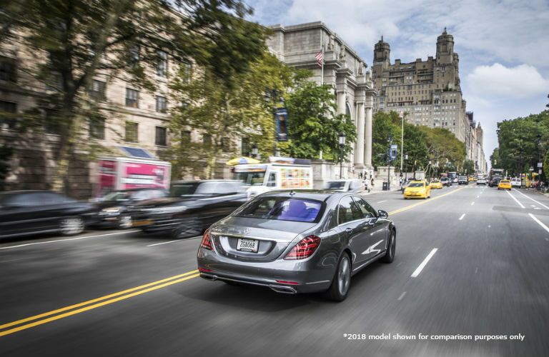 Gray 2019 MB S-Class Rear Exterior on Street