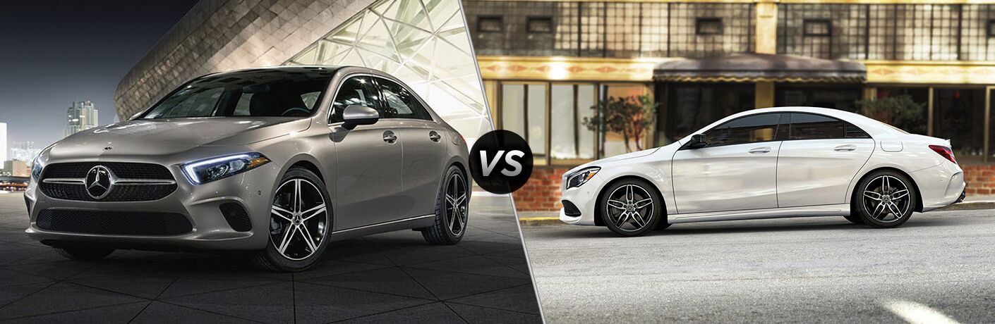 2019 MB A 220 exterior front fascia and drivers side vs 2019 MB CLA Coupe exterior drivers side profile