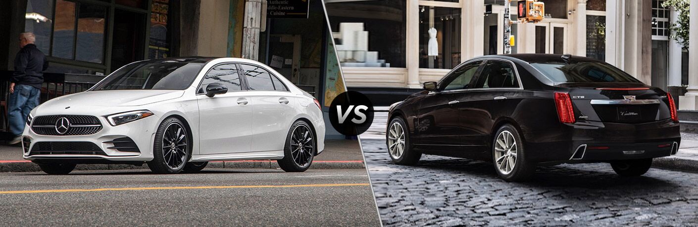 2019 MB A-Class exterior front fascia and drivers side vs 2019 Cadillac CTS exterior back fascia and drivers side