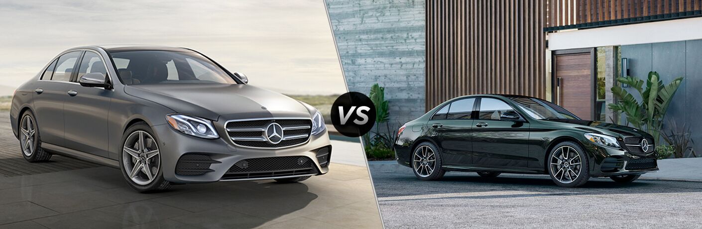 2019 MB E 300 exterior front fascia and passenger side vs 2019 MB C 300 exterior front fascia and passenger side