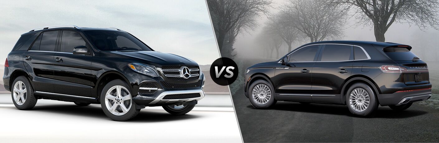 2019 MB GLE SUV exterior front fascia and passenger side vs 2019 Lincoln Nautilus exterior back fascia and driver side