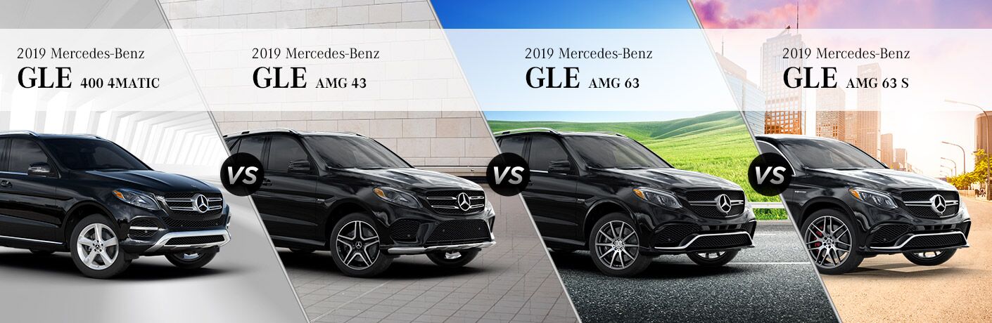 2019 MB GLE SUV trim comparison front fascia and partial passenger side