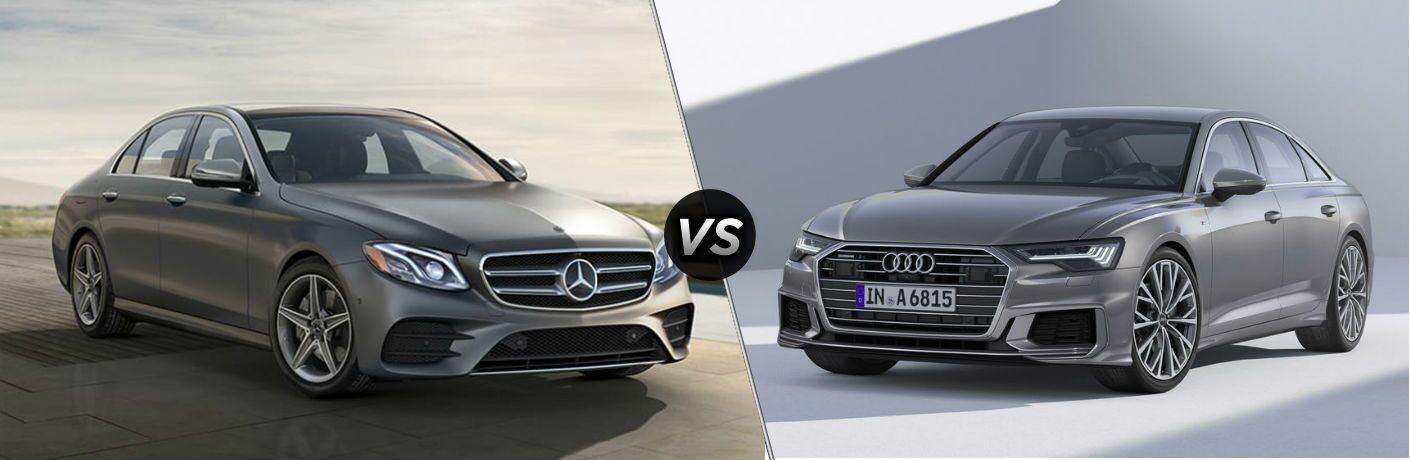 2019 MB E 300 exterior front fascia and passenger side vs 2019 Audi A6 exterior front fascia and passenger side