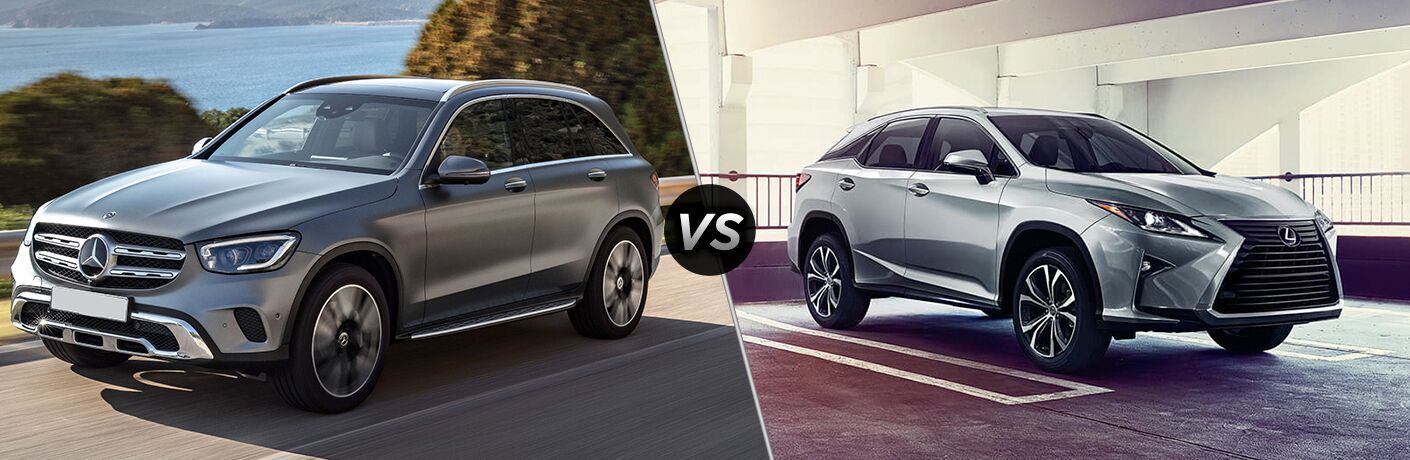 2020 MB GLC exterior front fascia and drivers side vs 2019 Lexus 350 exterior front fascia and passenger side