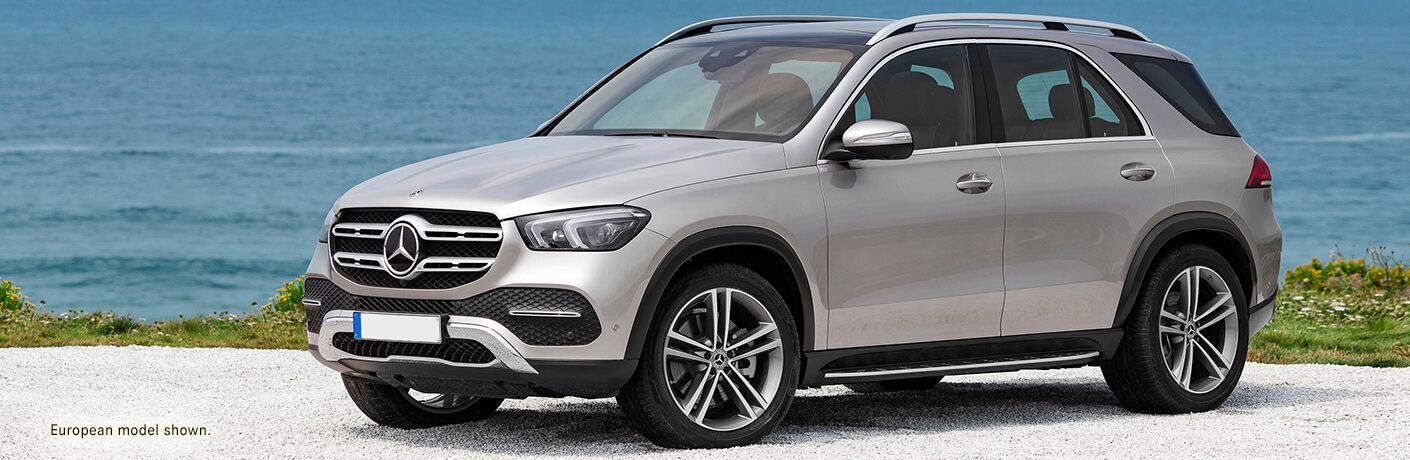 2020 MB GLE SUV exterior front fascia and drivers side on beach