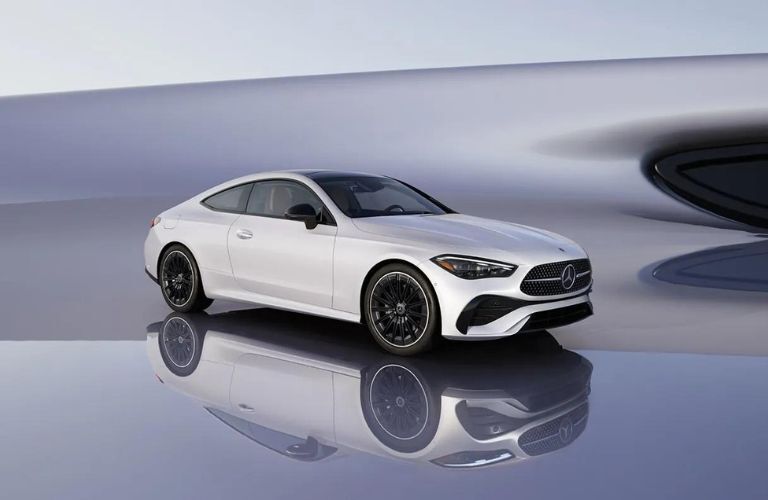 a visualization image of a Mercedes-Benz CLE Coupe on a glossy road